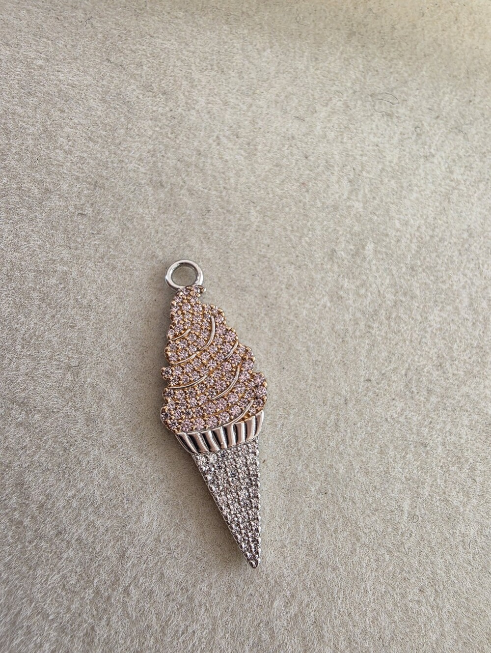 APM Monaco Sterling Silver Crystal Ice Cream Cone Pendant Charm